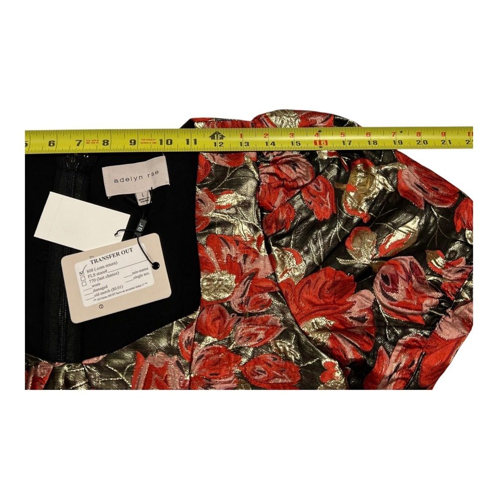 NWT Adelyn Rae Claris Mini Dress L Pink Black Floral Puff Sleeve Formal Party - Picture 9 of 16